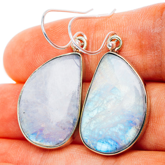 Rainbow Moonstone Earrings 1 5/8" (German Silver)