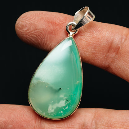 Premium Gemmy Chrysoprase Pendant 1 7/8" (.925 Sterling Silver)