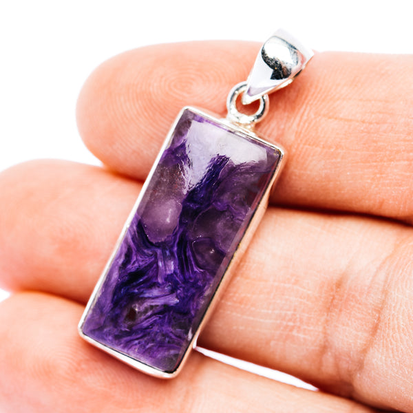 Premium Charoite Pendant 1 1/2" (.925 Sterling Silver)