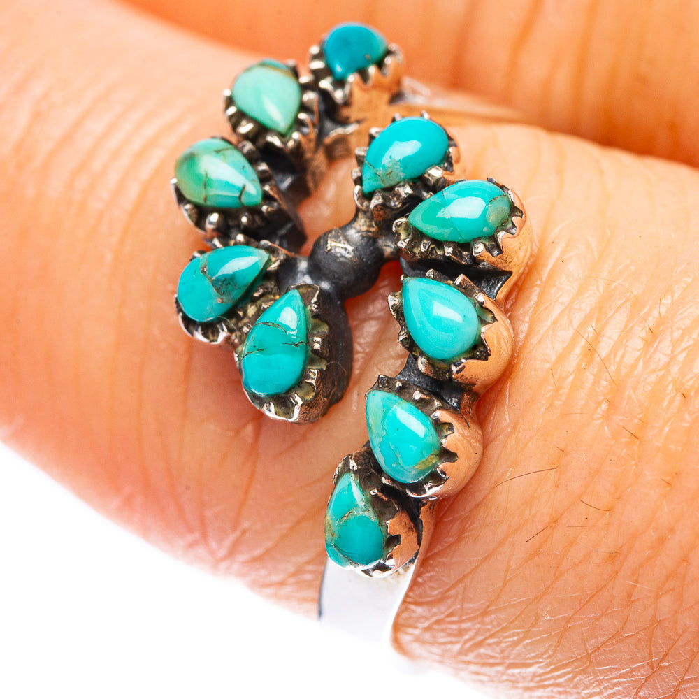 925 sterling silver turquoise ring with clustered oval cabochon stones, dark bezel settings