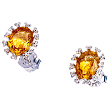 Faceted Citrine Dainty Earrings 3/8" (925 Sterling Silver) E433457