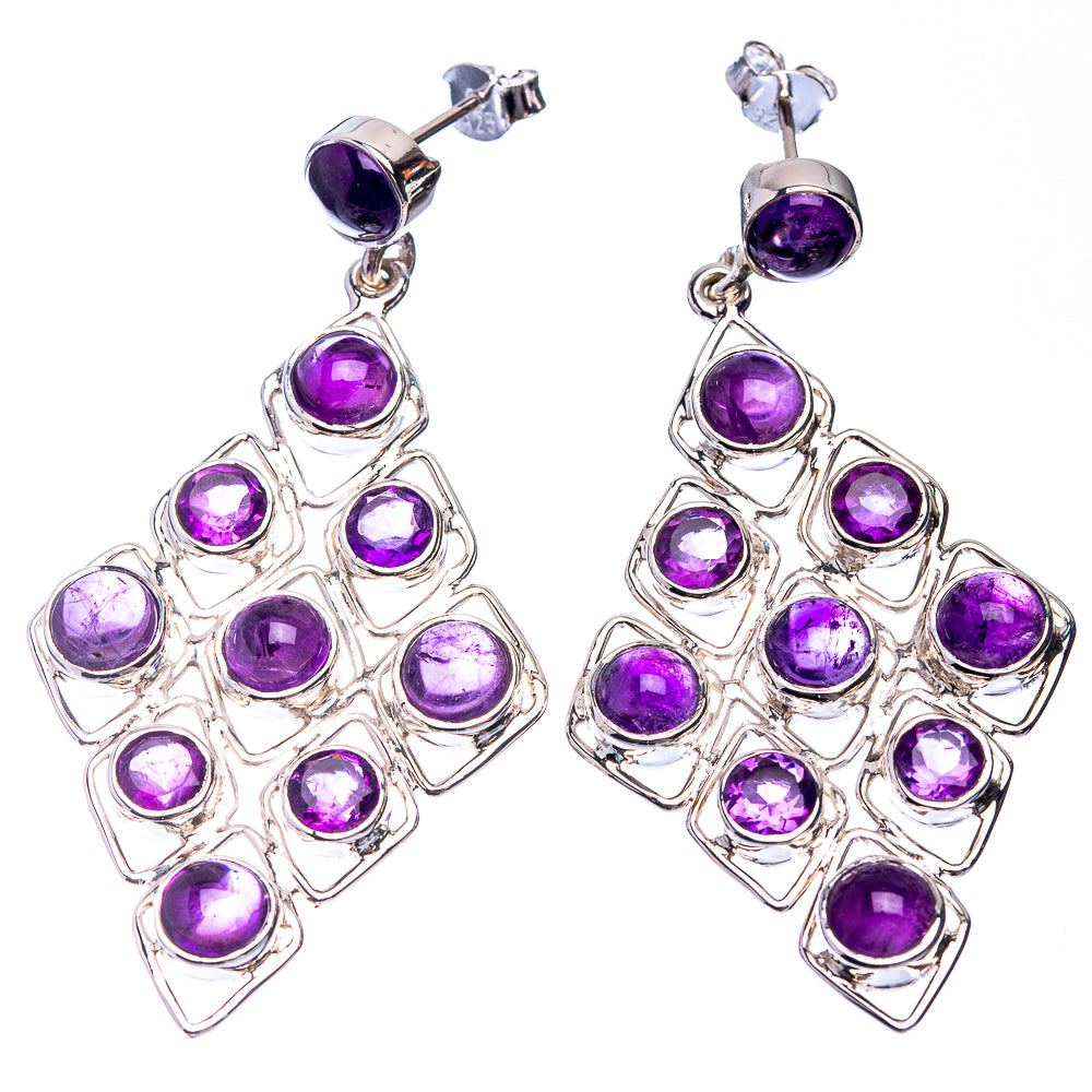 Signature Amethyst Earrings 2 1/4" (925 Sterling Silver) E432336