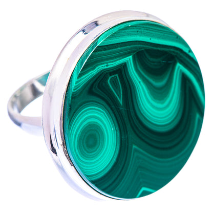 Large Malachite Coin Ring Size 7.75 (925 Sterling Silver) R141028