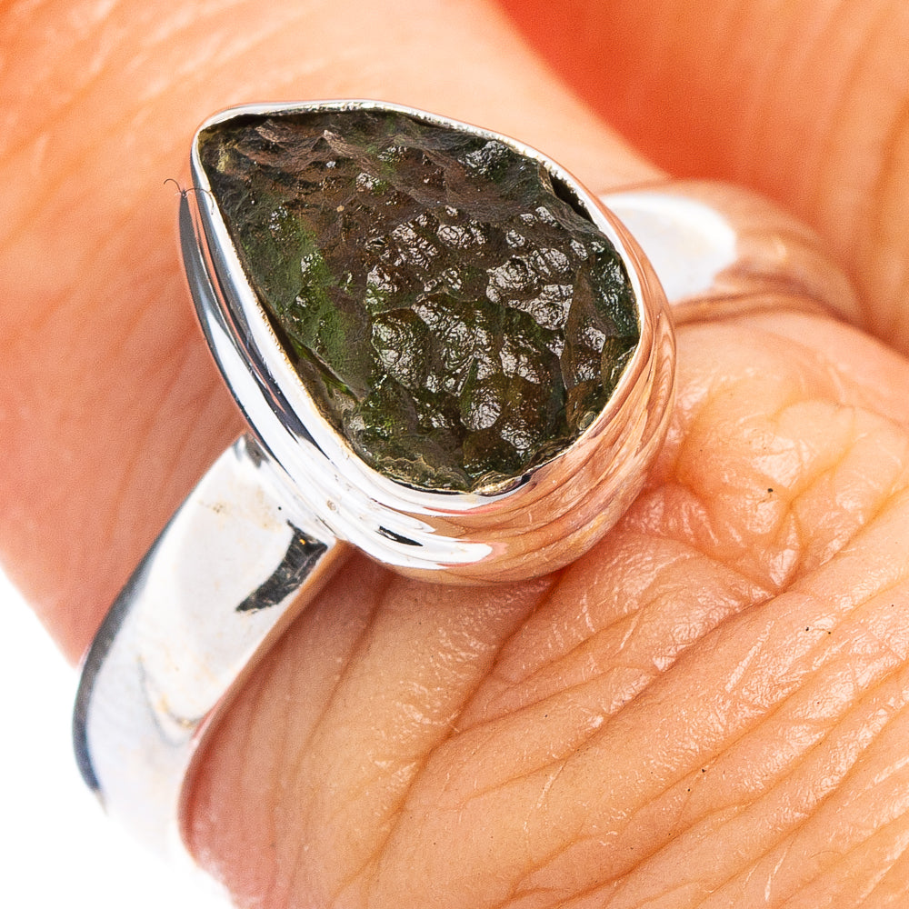 Rare Moldavite Ring Size 6.5 (.925 Sterling Silver)