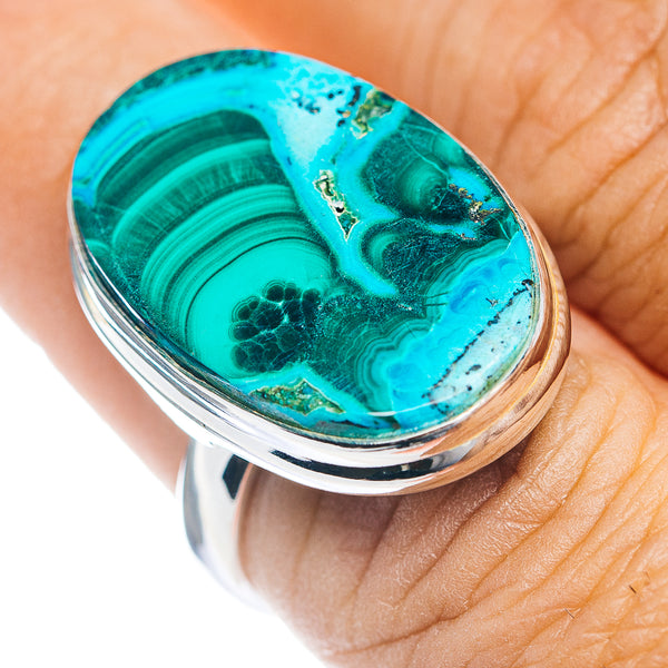 Premium Malachite In Chrysocolla Ring Size 7 (.925 Sterling Silver)