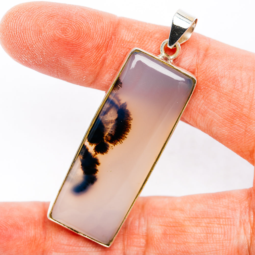 Premium Scenic Agate Pendant 2 1/8" (.925 Sterling Silver)