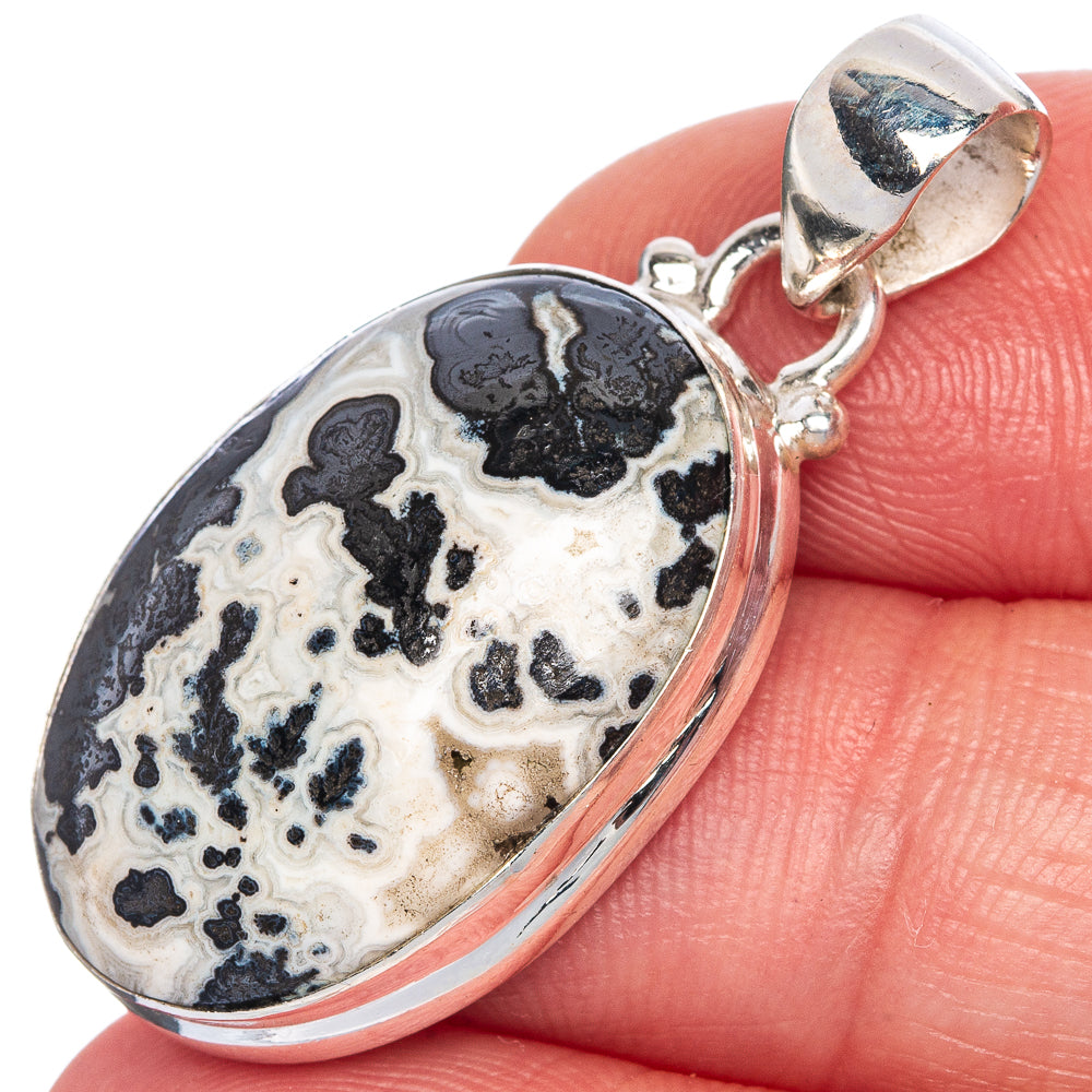 Rare Feather Bow Agate Pendant 1 3/8" (925 Sterling Silver) P40702