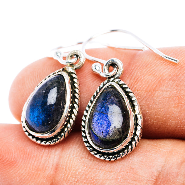 Labradorite Earrings 1 1/4" (.925 Sterling Silver)