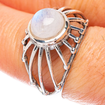 Rainbow Moonstone Ring Size 7.5 (925 Sterling Silver) R3026