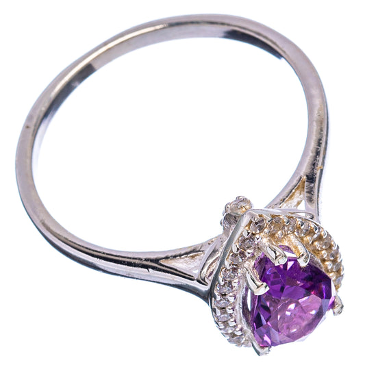 Sterling silver amethyst ring with purple oval stone and sparkling cubic zirconia accents