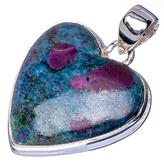 Ruby And Kyanite Heart Pendant 1 3/8" (925 Sterling Silver) P40926