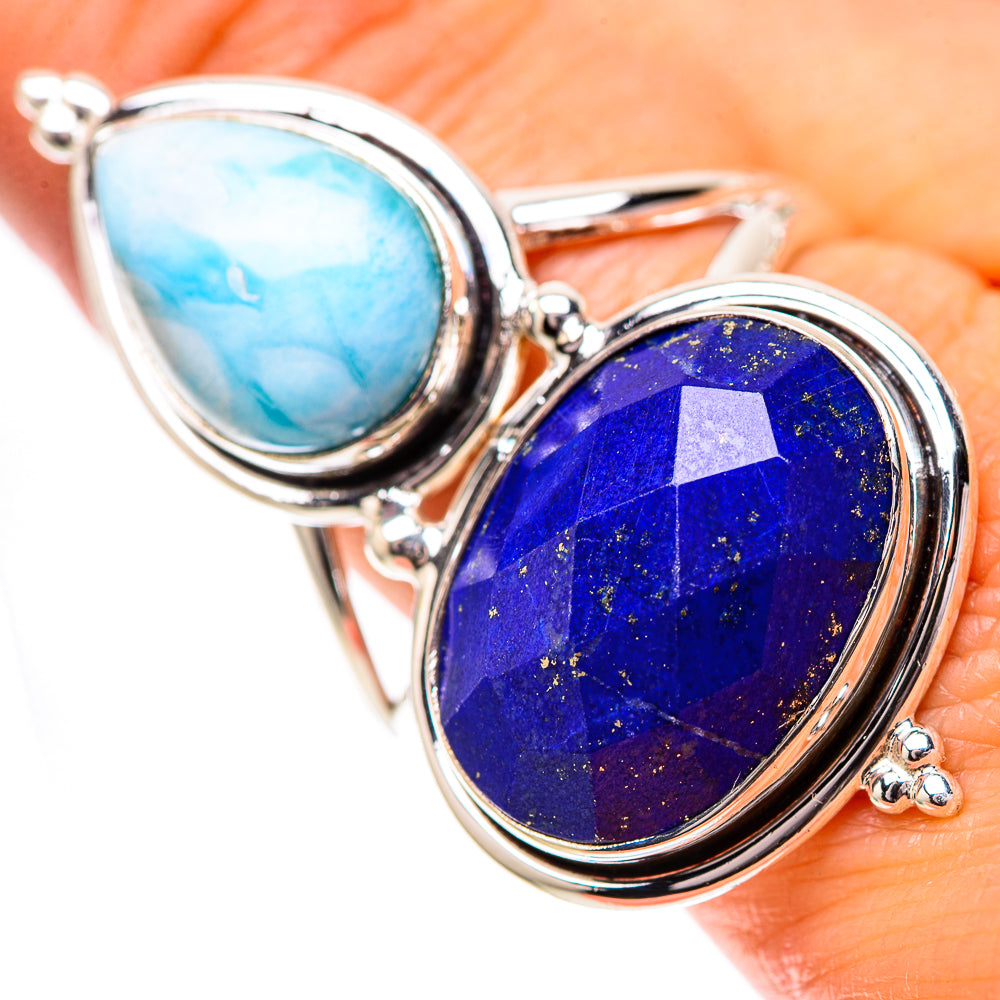 Large Lapis Lazuli, Larimar Ring Size 10.75 (925 Sterling Silver) RING139116