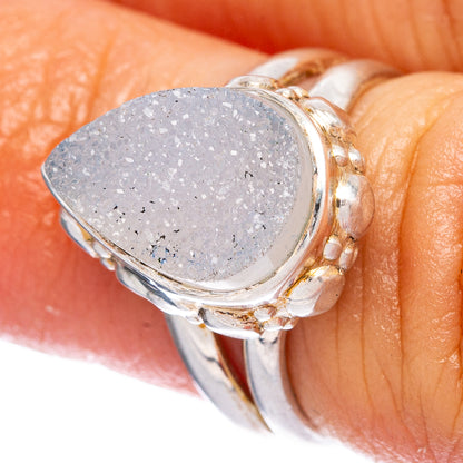 Rainbow Moonstone Druzy Ring Size 4.25 (925 Sterling Silver) R146526