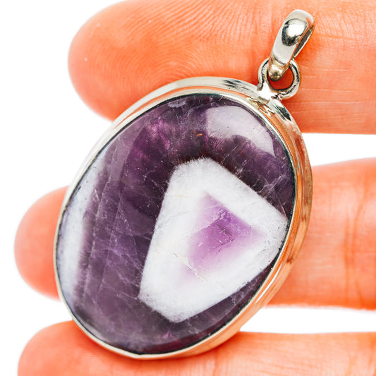 Chevron Amethyst Pendant 1 3/4" (German Silver)