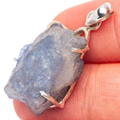 Raw Dumortierite Pendant 1 3/8" (.925 Sterling Silver)