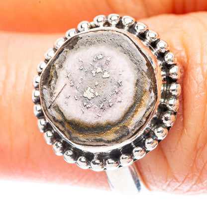 Rare Rhodochrosite Stalactite Ring Size 7 (925 Sterling Silver) R3977