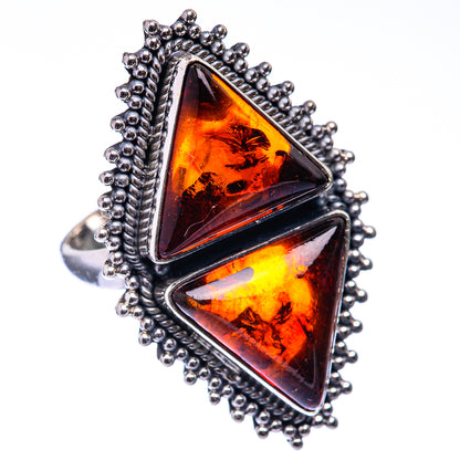 Large Baltic Amber Ring Size 7.25 (925 Sterling Silver) R141231