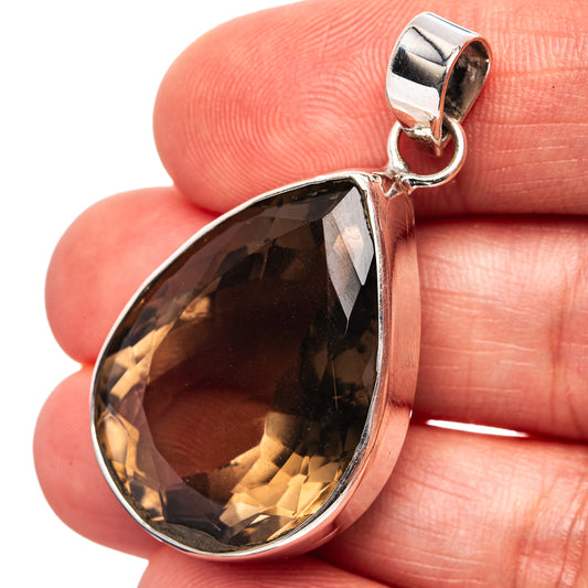 Premium Smoky Quartz Pendant 1 5/8" (.925 Sterling Silver)