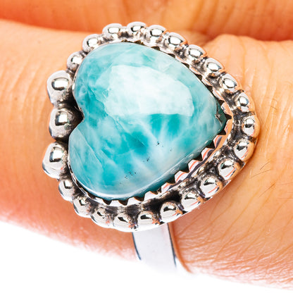 Larimar Heart Ring Size 7.25 (925 Sterling Silver) R2460