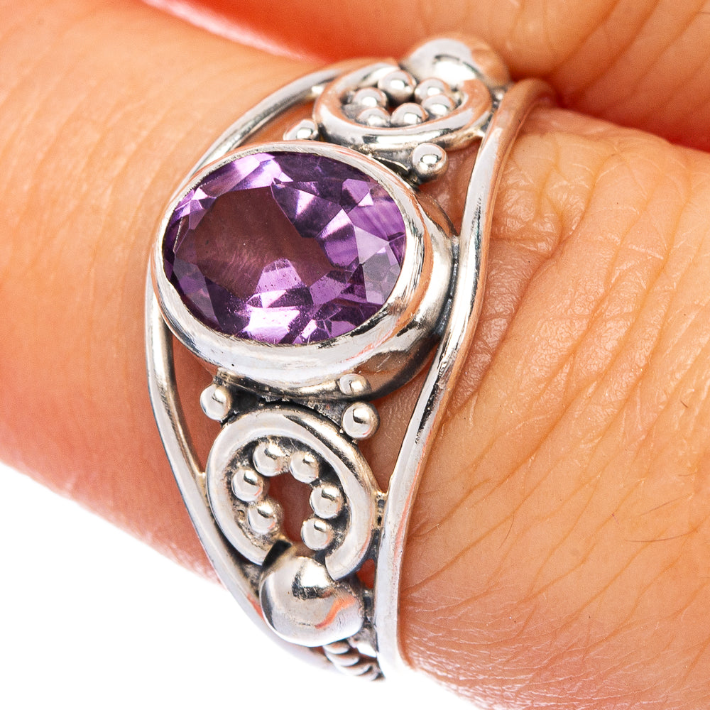 Faceted Amethyst Dainty Ring Size 7.25 (925 Sterling Silver) R145630