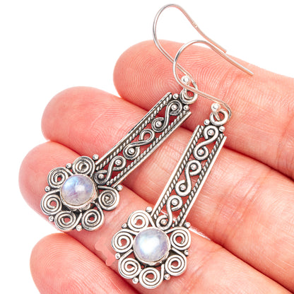 Rainbow Moonstone Earrings 2 1/8" (925 Sterling Silver) E433228