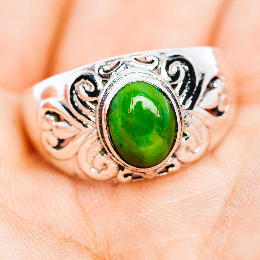 Green Turquoise Ring Size 8 (.925 Sterling Silver)