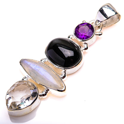 White Quartz, Rainbow Moonstone, Star Diopside, Amethyst Pendant 1 7/8" (925 Sterling Silver) PD38588