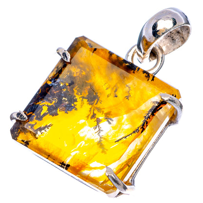 Faceted Scenic Dendritic Agate Pendant 1" (.925 Sterling Silver)