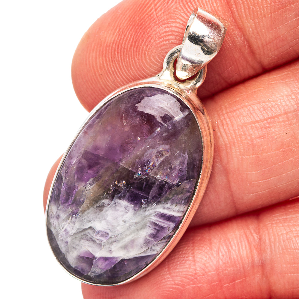 Chevron Amethyst Pendant 1 1/2" (.925 Sterling Silver)