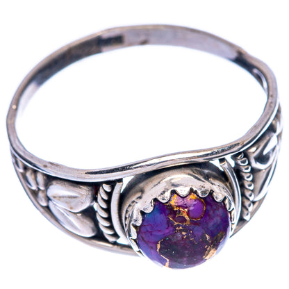 Purple Copper Composite Turquoise Dainty Ring Size 7.75 (925 Sterling Silver) R145661
