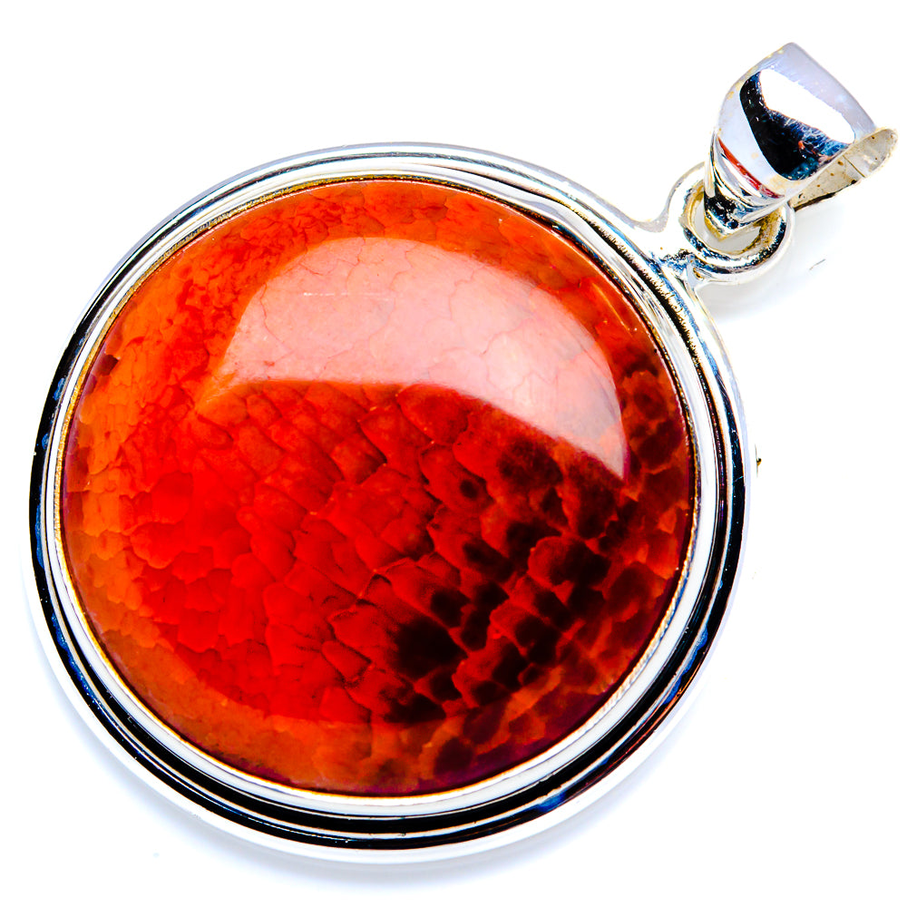 Fire Crab Agate Pendant 1 1/2" (925 Sterling Silver) PD38224