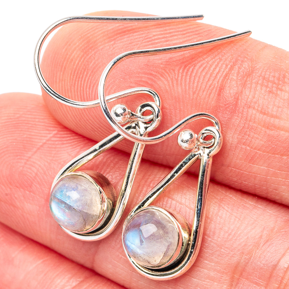 Rainbow Moonstone Earrings 1 1/4" (925 Sterling Silver) E3143
