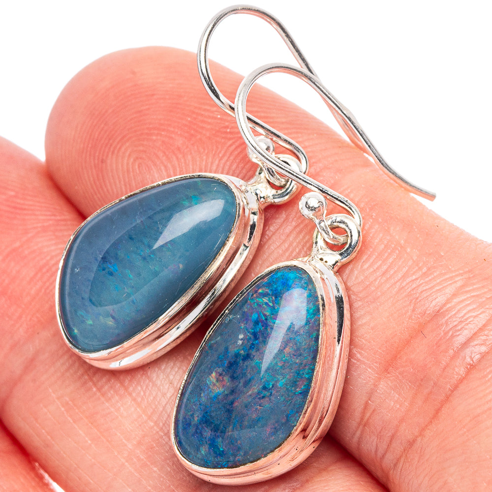 Rare Triplet Opal Earrings 1 1/4" (925 Sterling Silver) E1863