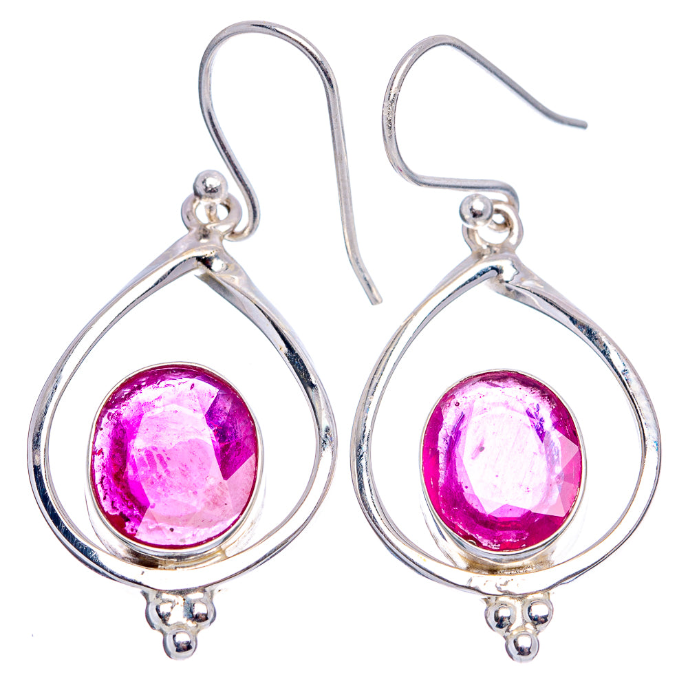 Premium 8 cttw Burmese Glass Filled Ruby Earrings 1 5/8" (.925 Sterling Silver)