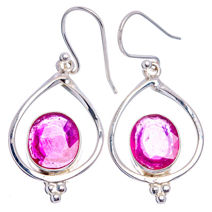 Premium 8 cttw Burmese Glass Filled Ruby Earrings 1 5/8" (.925 Sterling Silver)