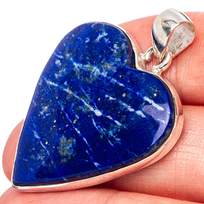 Lapis Lazuli Heart Pendant 1 1/2" (925 Sterling Silver) P43076