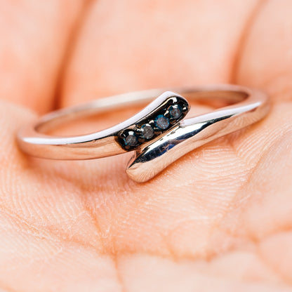 Blue Diamond Ring Size 8.75 (.925 Sterling Silver)
