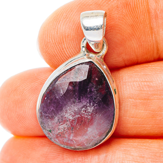 Chevron Amethyst Pendant 1 1/8" (.925 Sterling Silver)