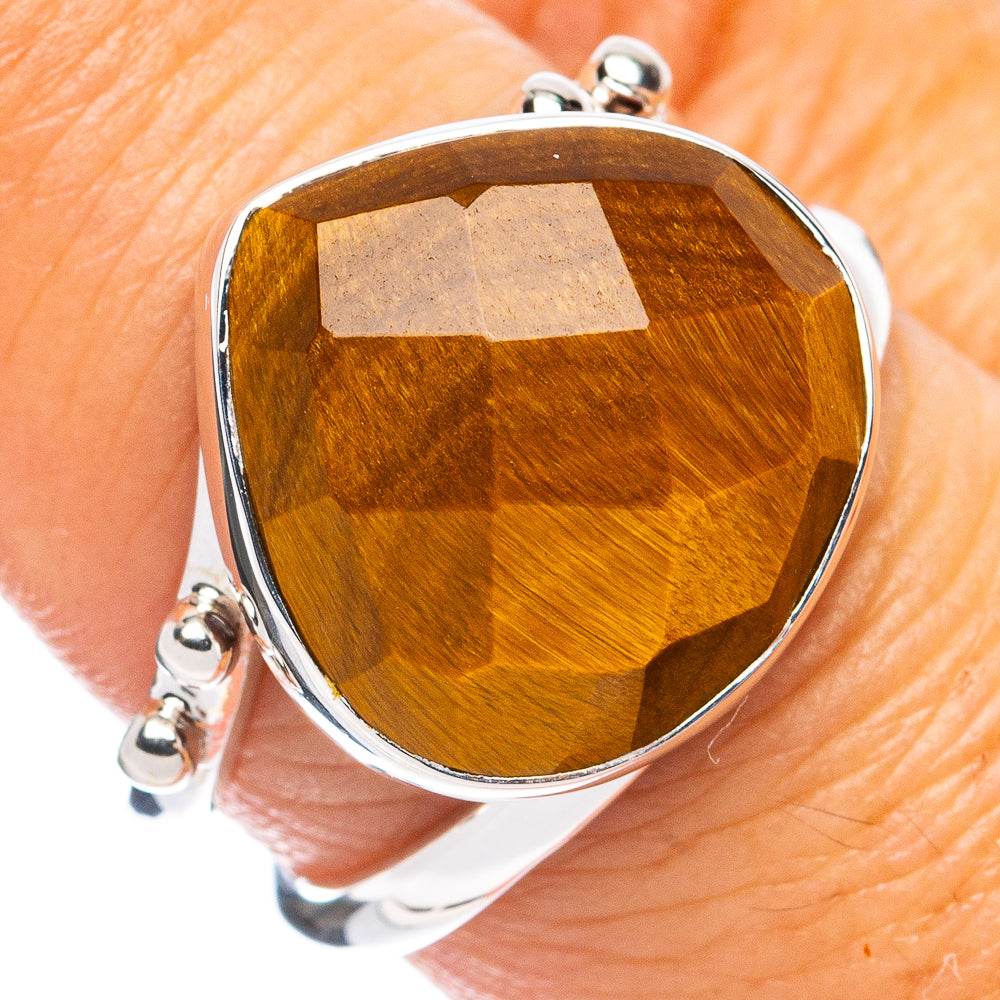 Premium Tiger Eye Ring Size 8 (925 Sterling Silver) R8148
