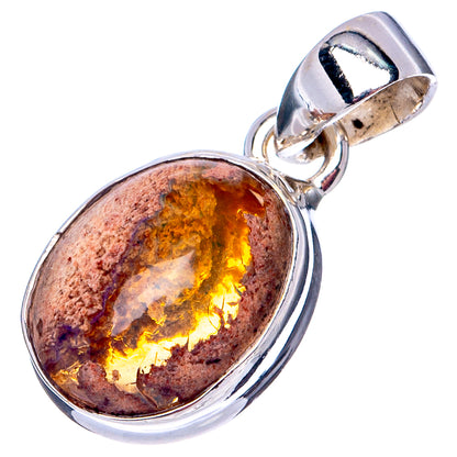 Rare Mexican Fire Opal Pendant 7/8" (.925 Sterling Silver)