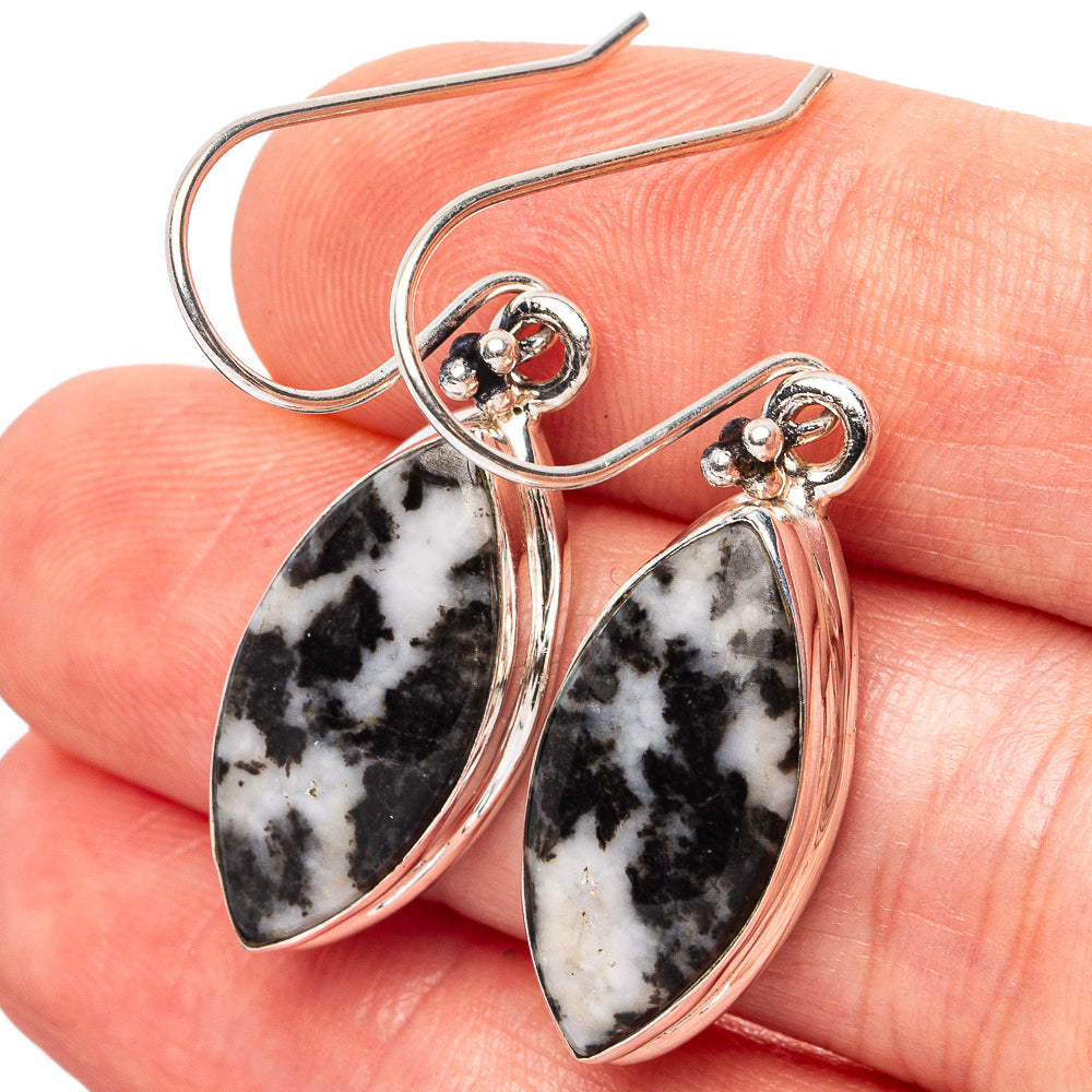 White Buffalo Turquoise Earrings 1 1/2" (.925 Sterling Silver)