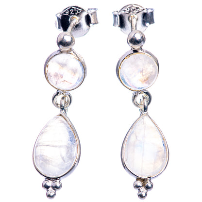 Rainbow Moonstone Dainty Earrings 1 1/8" (925 Sterling Silver) E432515