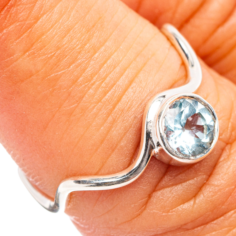 Dainty Blue Topaz Ring Size 6.5 (.925 Sterling Silver)