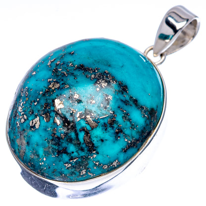 Premium Persian Turquoise Pendant 1 1/2" (.925 Sterling Silver)