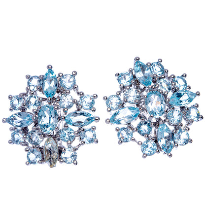 Blue Topaz Earrings 1 1/8" (925 Sterling Silver) E433147