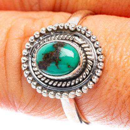 Tibetan Turquoise Dainty Ring Size 7.75 (925 Sterling Silver) R5986