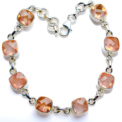 Rose Quartz 925 Sterling Silver Bracelets Adjustable (925 Sterling Silver) BR90205