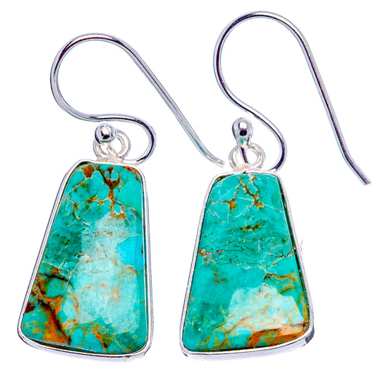 Turquoise teardrop earrings in .925 sterling silver with fishhook backs