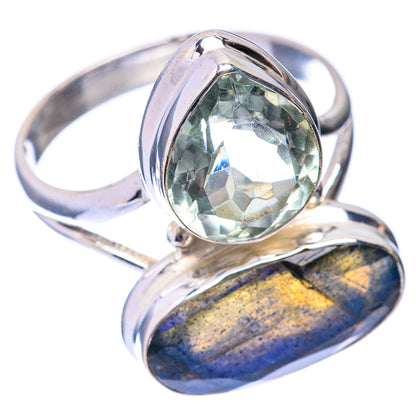Labradorite, Green Amethyst Ring Size 10.5 (925 Sterling Silver) R141519