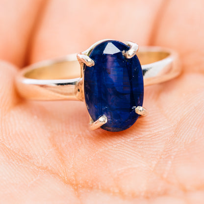 Faceted Sapphire Blue Kyanite Ring Size 7.75 (.925 Sterling Silver)